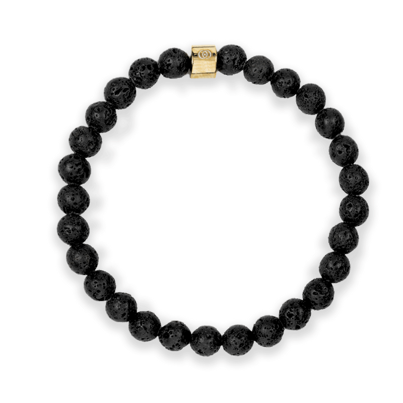 610 Element Core Beaded Bracelet – 14K Gold, Lava Stone, 6mm