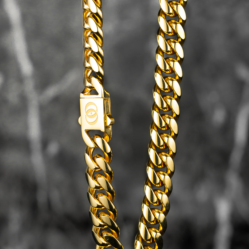 610 Stealth Minimal Cuban Bracelet - 18K Gold, 10mm