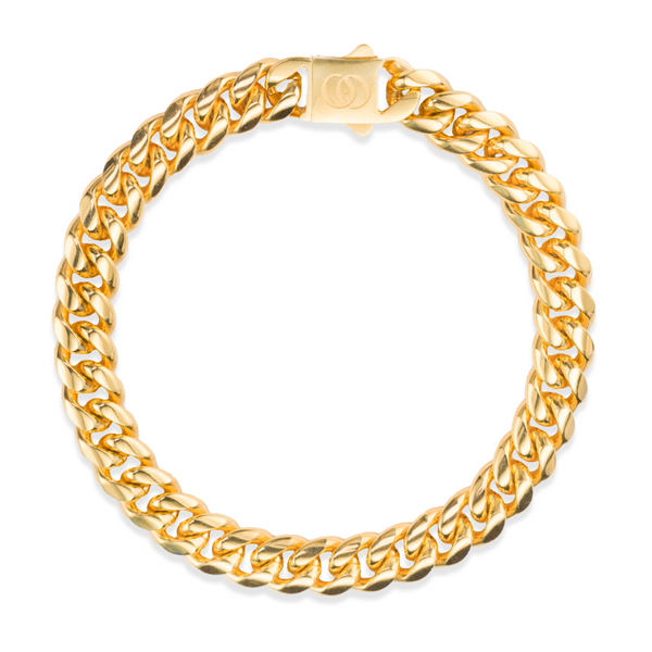 610 Stealth Minimal Cuban Bracelet- 18K Gold, 8mm