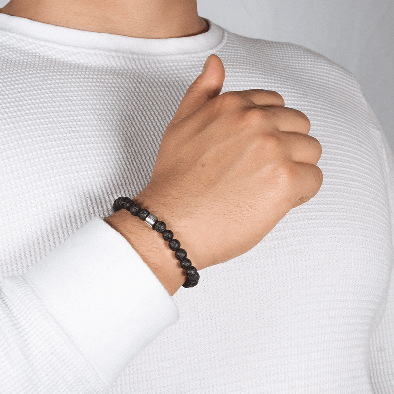 610 Element Core Beaded Bracelet – 304 Stainless Steel, Lava Stone, 6mm