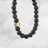 610 Element Core Beaded Bracelet – 14K Gold, Lava Stone, 6mm