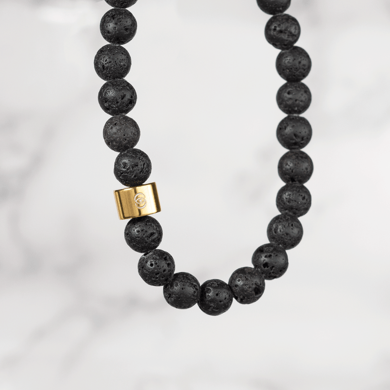 610 Element Core Beaded Bracelet – 14K Gold, Lava Stone, 6mm