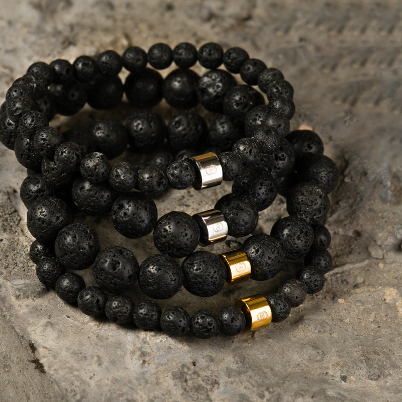 610 Element Core Beaded Bracelet – 304 Stainless Steel, Lava Stone, 6mm