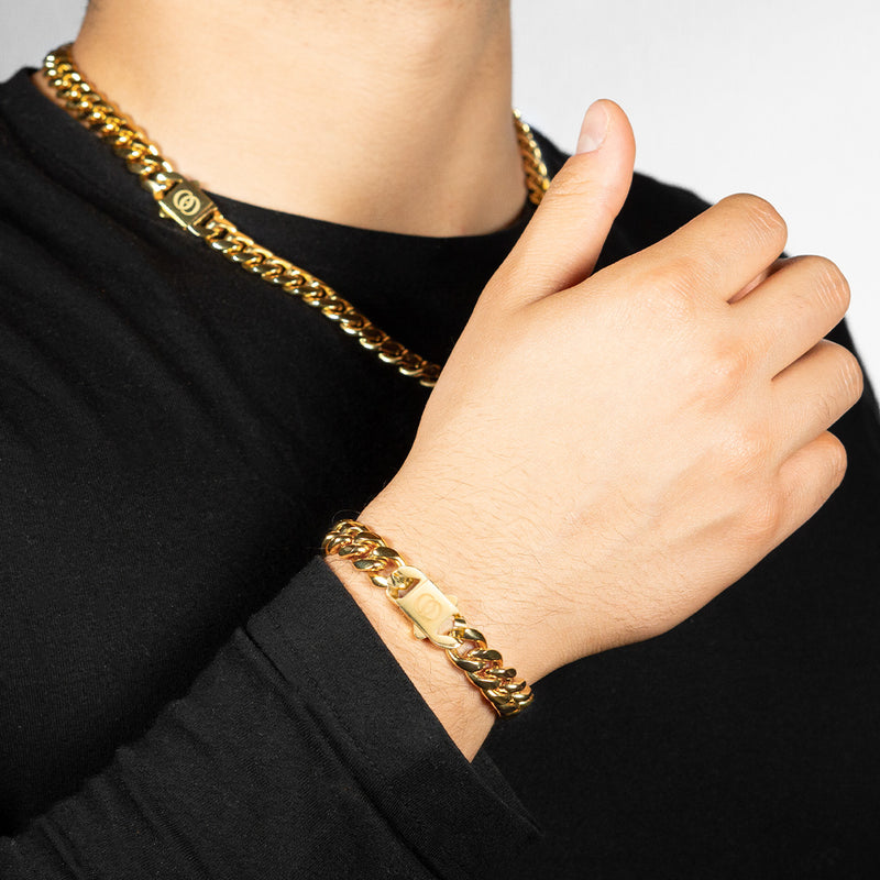 610 Stealth Minimal Cuban Bracelet - 18K Gold, 10mm